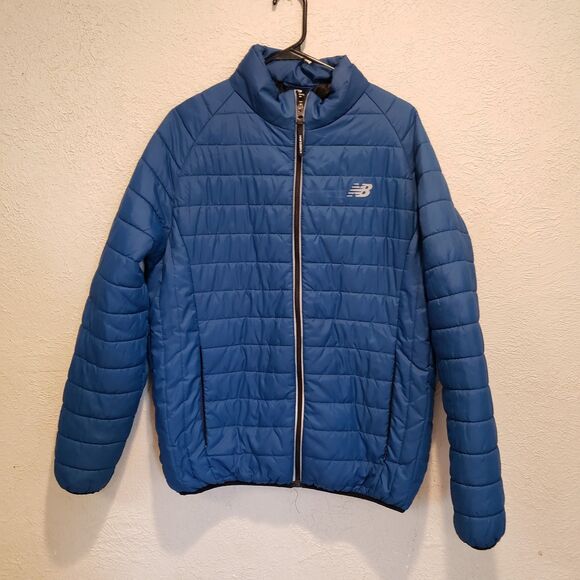 New Balance Men's Medium Blue Quilted Tech Puffer Winter Jacket - Picture 1 of 10